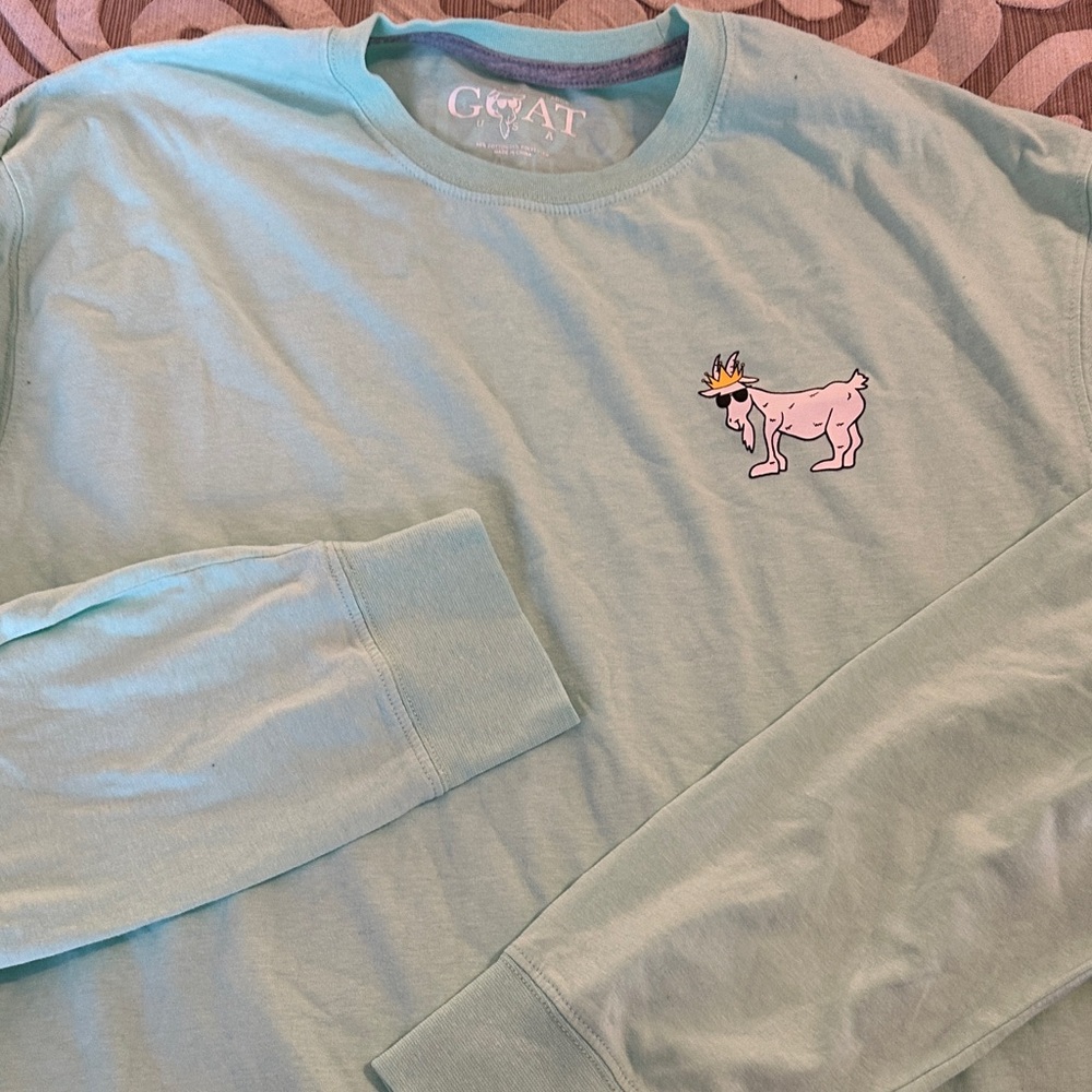 GOAT long sleeve tshirt green maybe worn once or twice